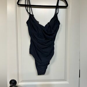 Magic Suit - black one piece (size 12) with separate black swim skirt (size Med)